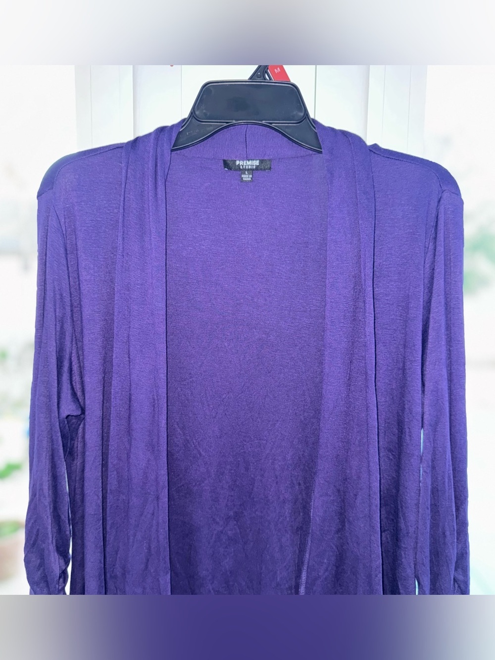 Premise Studio Purple Open Front Cardigan Women’s L Modal Spandex Shrug Duster - Picture 2 of 9
